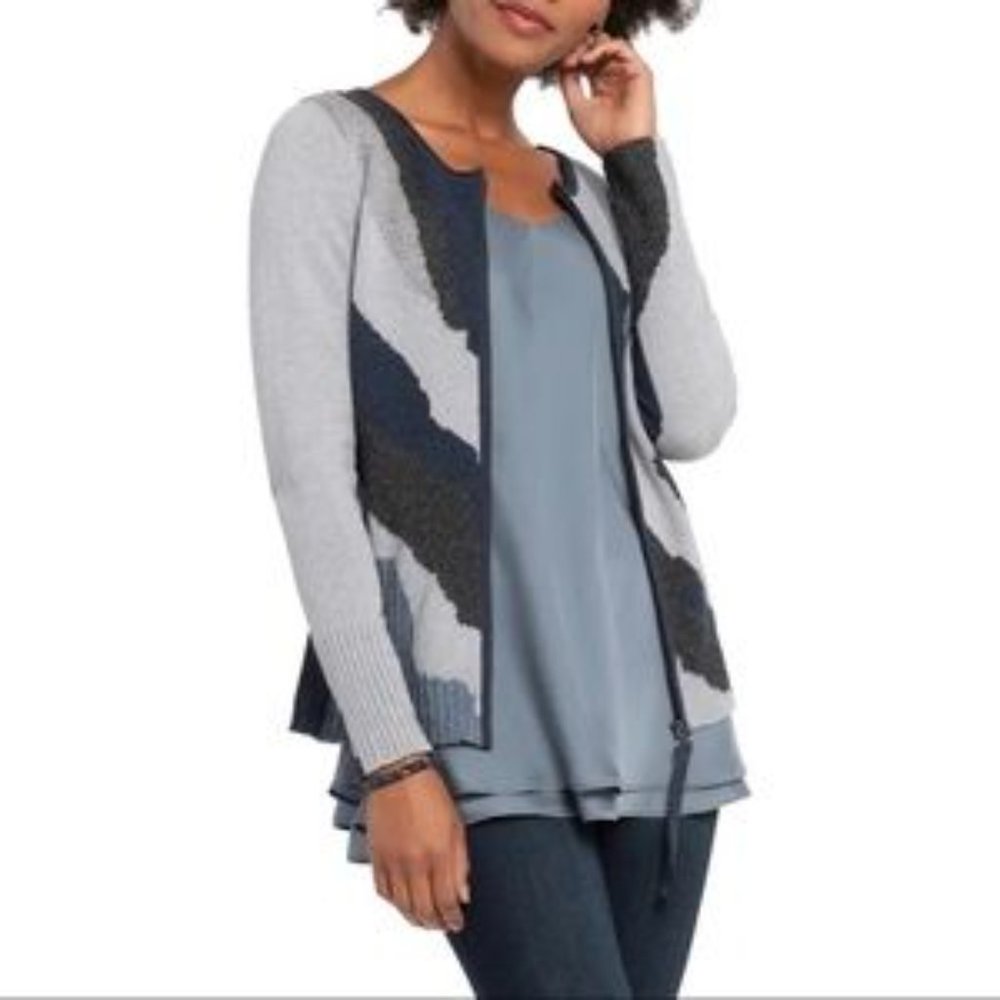 Nic and Zoe Park City Gray Zip Sweater NWT Sz S
